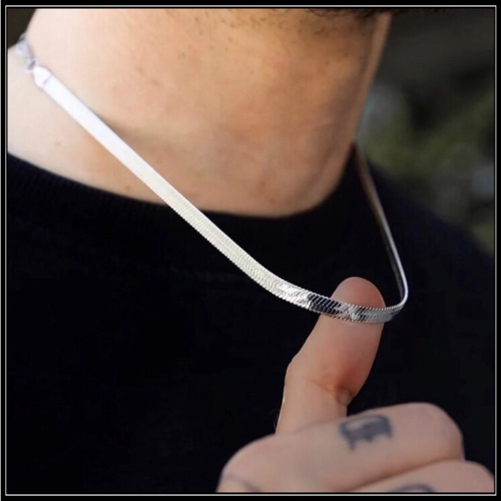 NEW 925 SILVER 4MM HERRINGBONE SNAKE CHAIN ROPE OMEGA NECKLACE